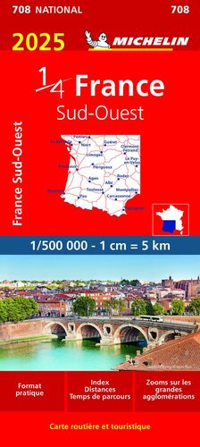 MAPA NACIONAL PLEGABLE 708 FRANCIA SUROESTE 2025 ESCALA 1:500.000 SUD-OUEST FRAN