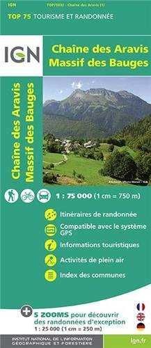 CHAINE DES ARVIS MASSIF DES BAUGES 1:75.000 -TOP 75 IGN