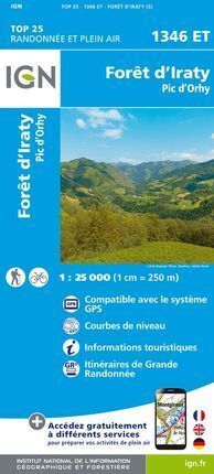 FORET D'IRATY 1346 ET 1:25.000 TOP 25 IGN