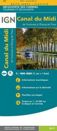 CANAL DU MIDI 1:100.000 TOULOUSE A ETANG DE THAU -IGN