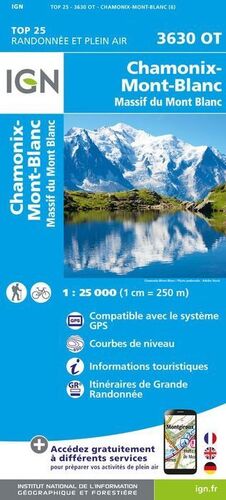 3630 OT CHAMONIX MONT-BLANC 1:25.000 -IGN TOP 25