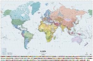 EL MÓN MAPAMUNDI CATALÀ PLASTIFICAT 128 X 85,5 CM.