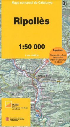 RIPOLLES MAPA COMARCAL DE CATALUNYA 1:50 000.