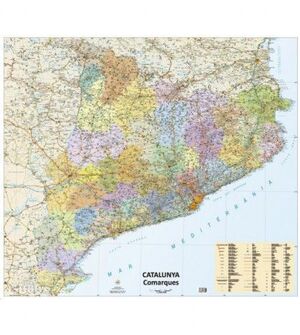 CATALUNYA COMARQUES MAPA MURAL PLASTIFICAT LANDAMAPS